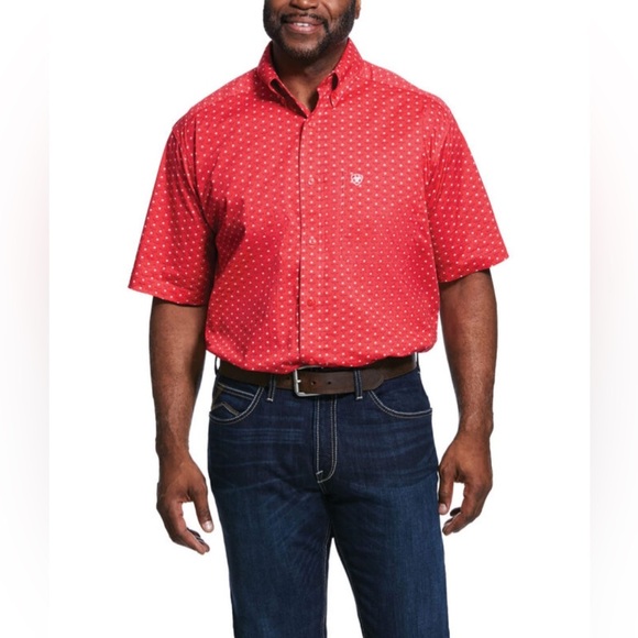 Mens Ariat Stanton Print Classic Fit Short Sleeve Shirt Button Up Size Large - Picture 1 of 10